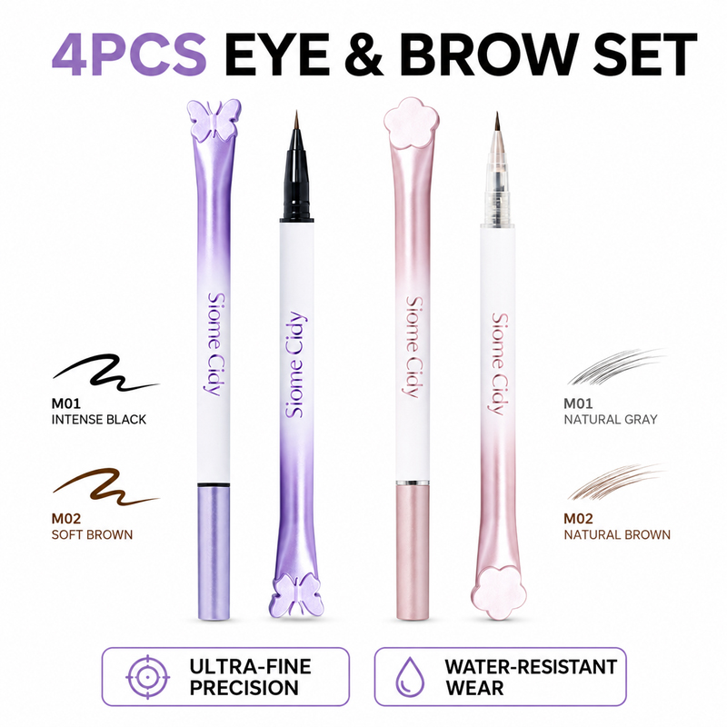 Waterproof Liquid Eyeliner Pen - Siome Cidy 4PCS Zestaw Płynnych Eyelinerów