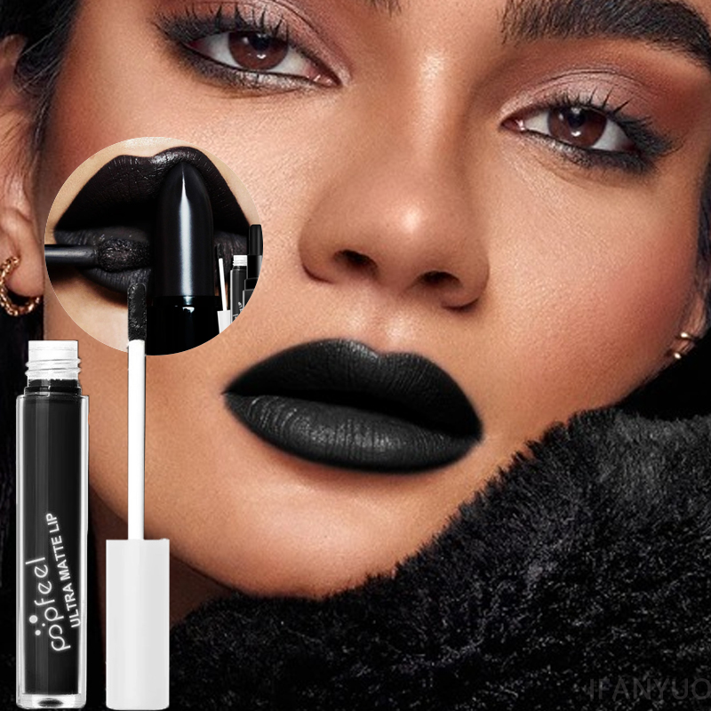 Matte Velvet Lip Tint Long Lasting - Punkowa Matowa Czarna Pomadka w Płynie
