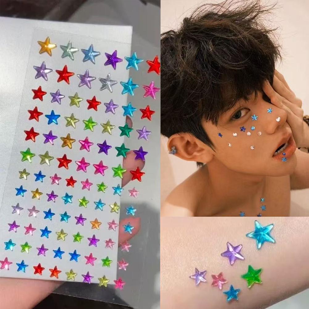 Nail Art - Samoprzylepne kryształki do twarzy, kolorowe naklejki