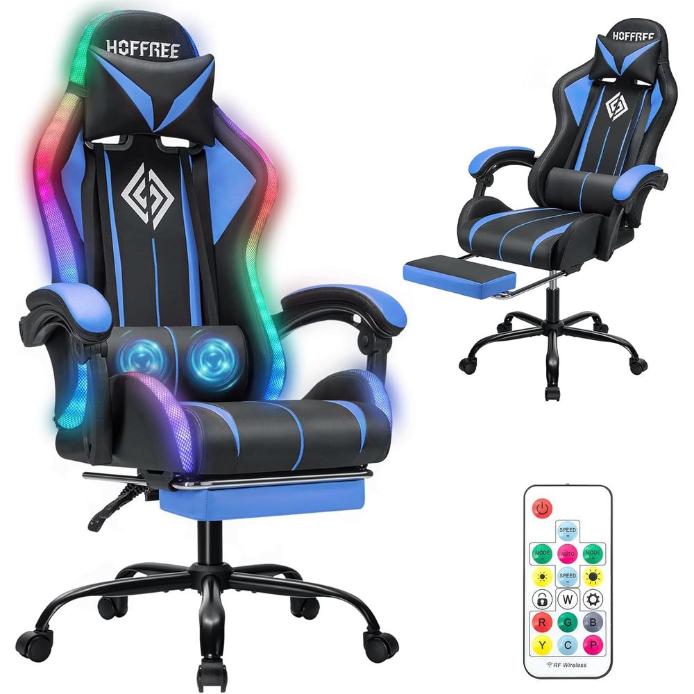 Massage - Krzesło gamingowe LED z masażem i